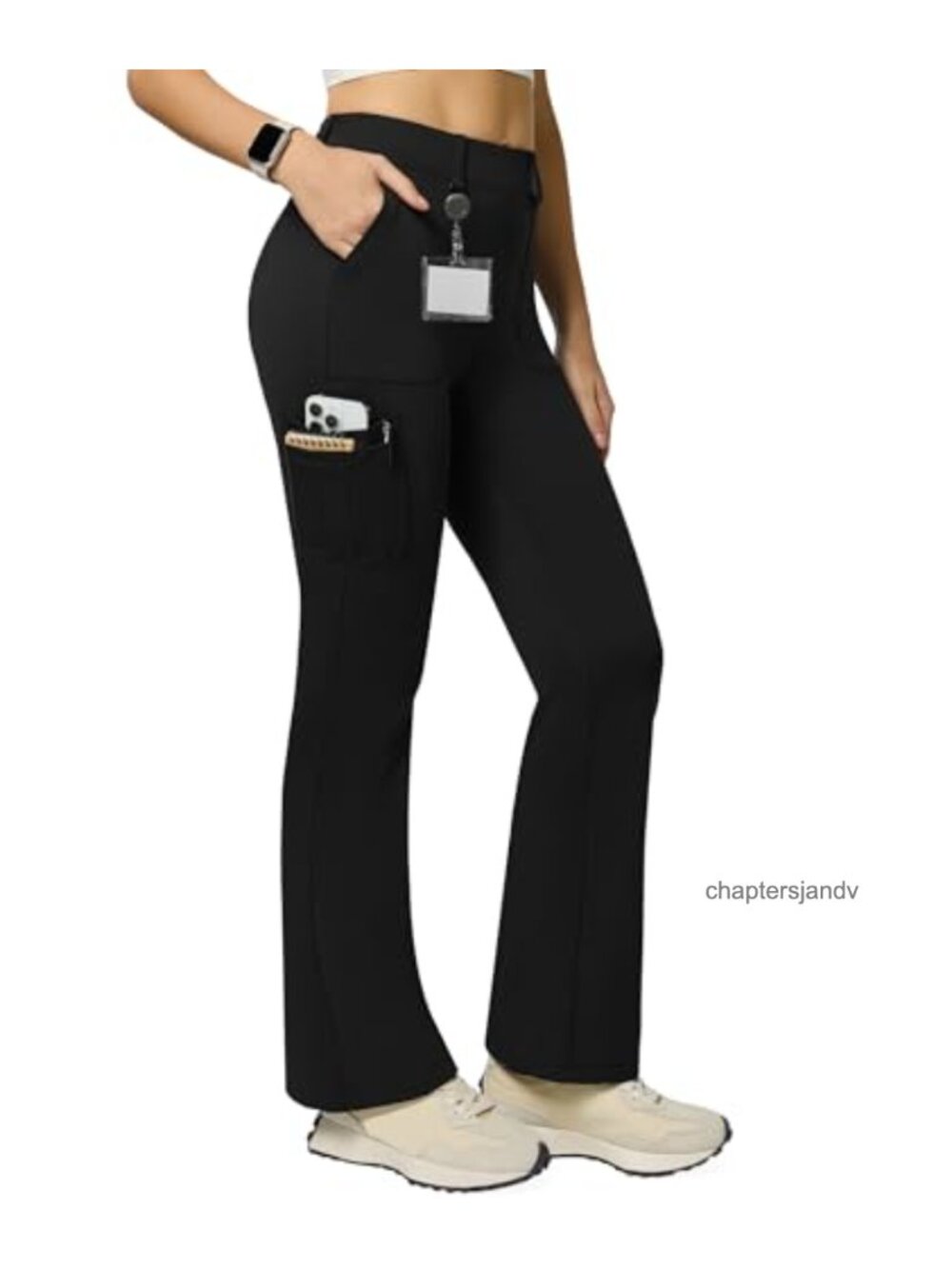 High Waist Cargo Flare Yoga Pants with 6 Pockets, 4-Way Stretch, Bootcut
